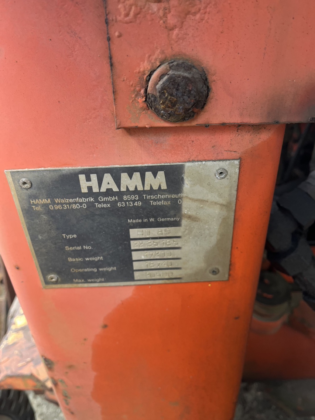 悍馬 HAMM HD 85 銘牌